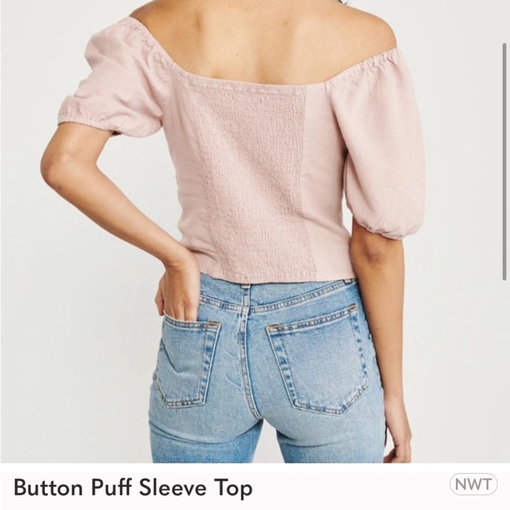 Abercrombie & Fitch Light Pink Puff Sleeve Blouse - Picture 3 of 8